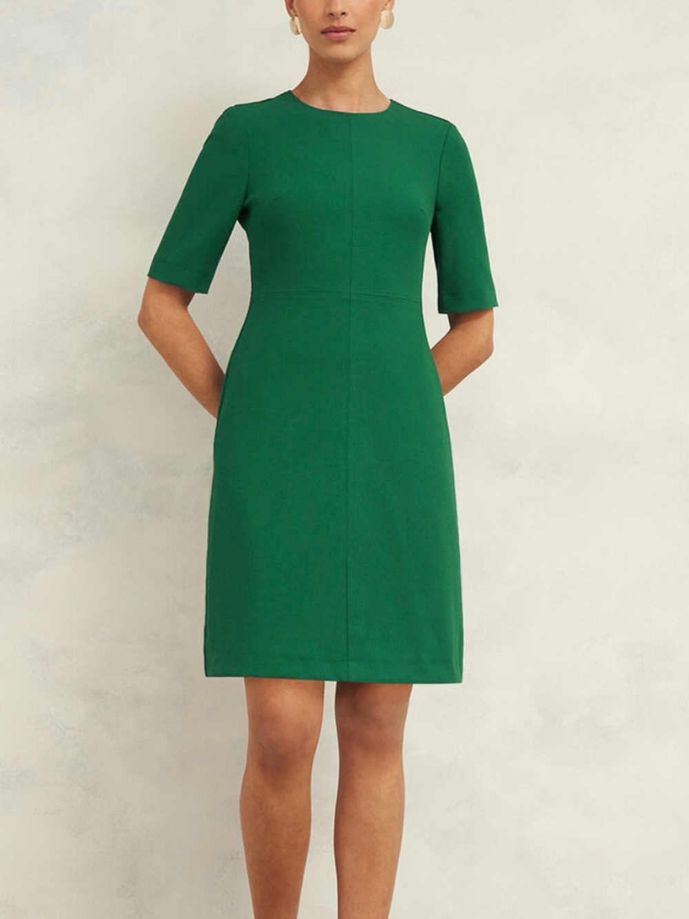 Women’s Green Sheath Dress - Classic Short Sleeve - 14